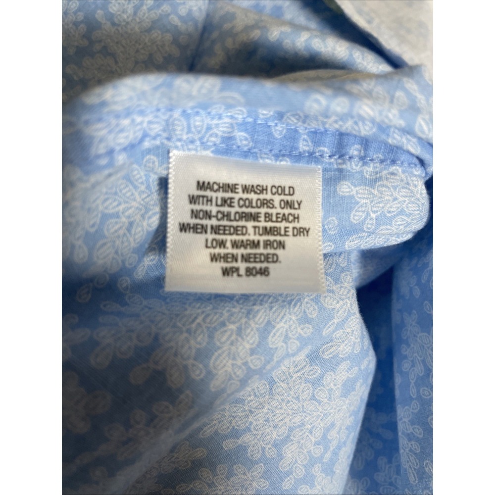 Tasso Elba Blue White Floral Cotton Short Sleeve Button Down Shirt Men's Size L - Picture 10 of 11